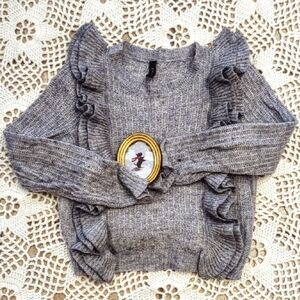 Y.A.S Danish Brand Wool Mohair Blend Ruffle Light Pullover